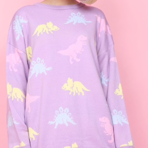 pastel dinosaur sweater